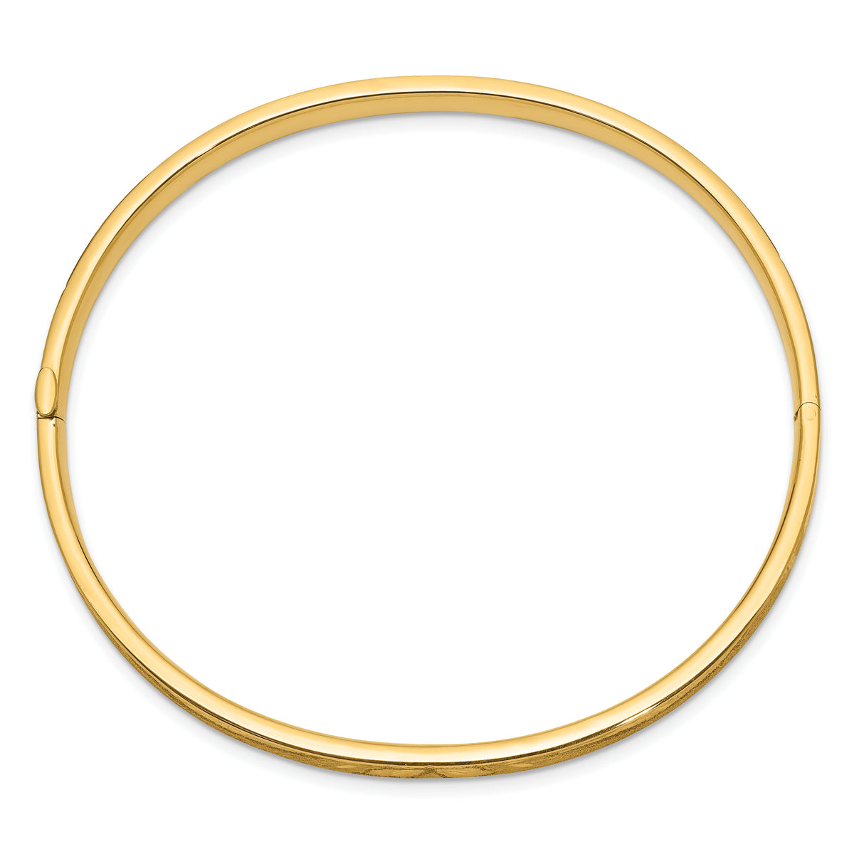 14k 3/16 Diamond-cut Concave 5.00mm Hinged Oval Bangle Bracelet
