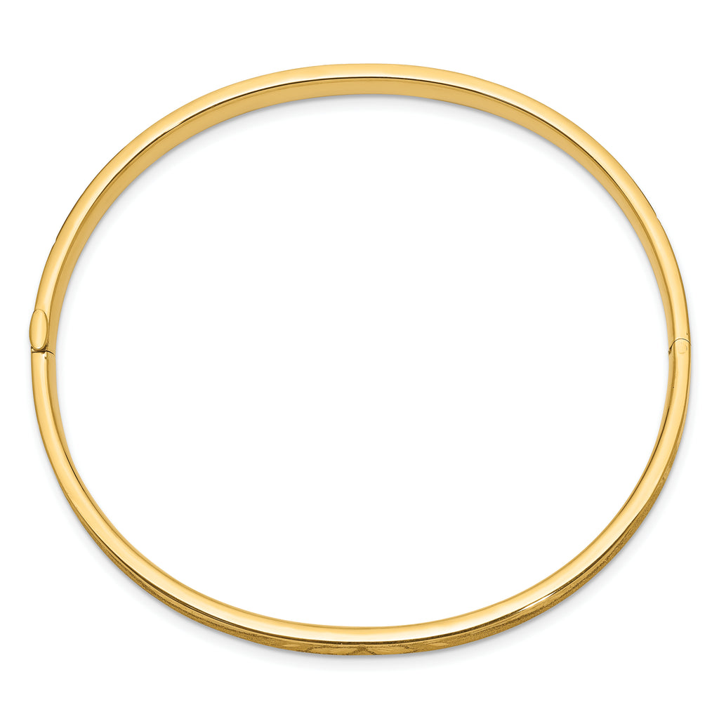 14k 3/16 Diamond-cut Concave 5.00mm Hinged Oval Bangle Bracelet