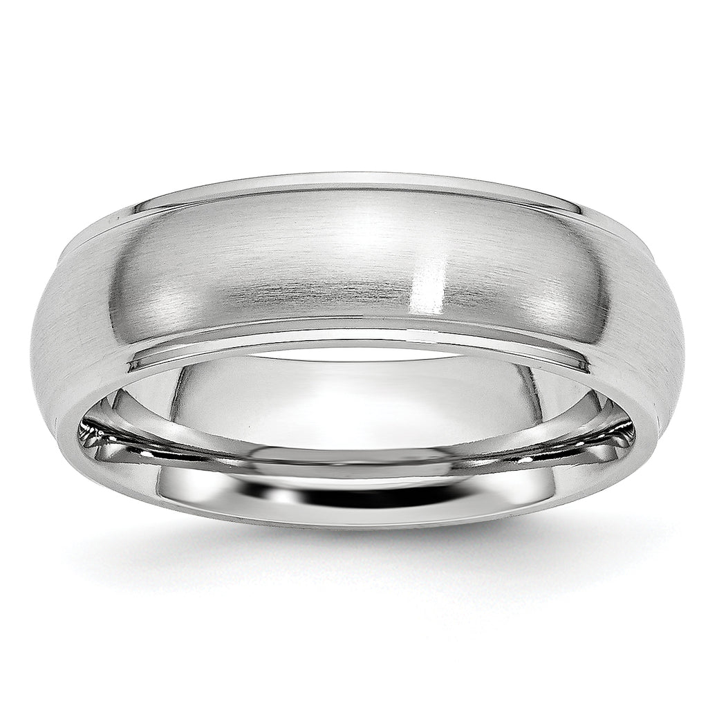 Brushed and Polished Ridged Cobalt Wedding Band 7mm sizes 7 through 13 in full and half