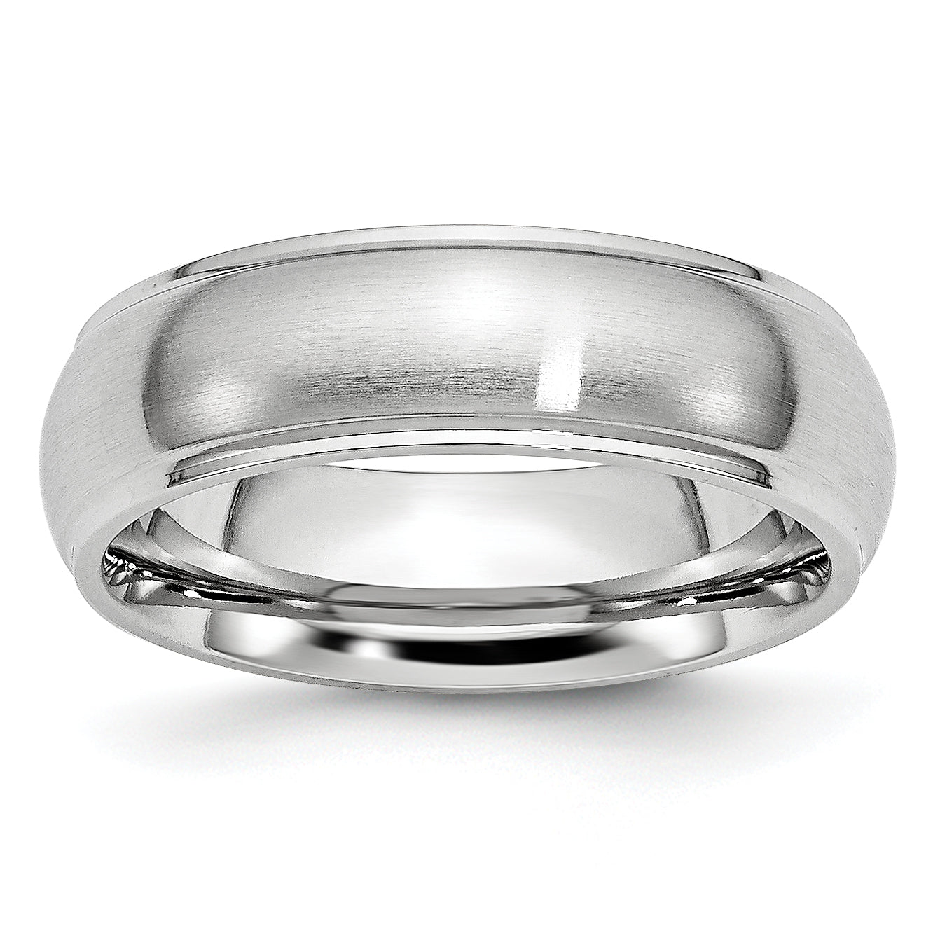 Brushed and Polished Ridged Cobalt Wedding Band 7mm sizes 7 through 13 in full and half