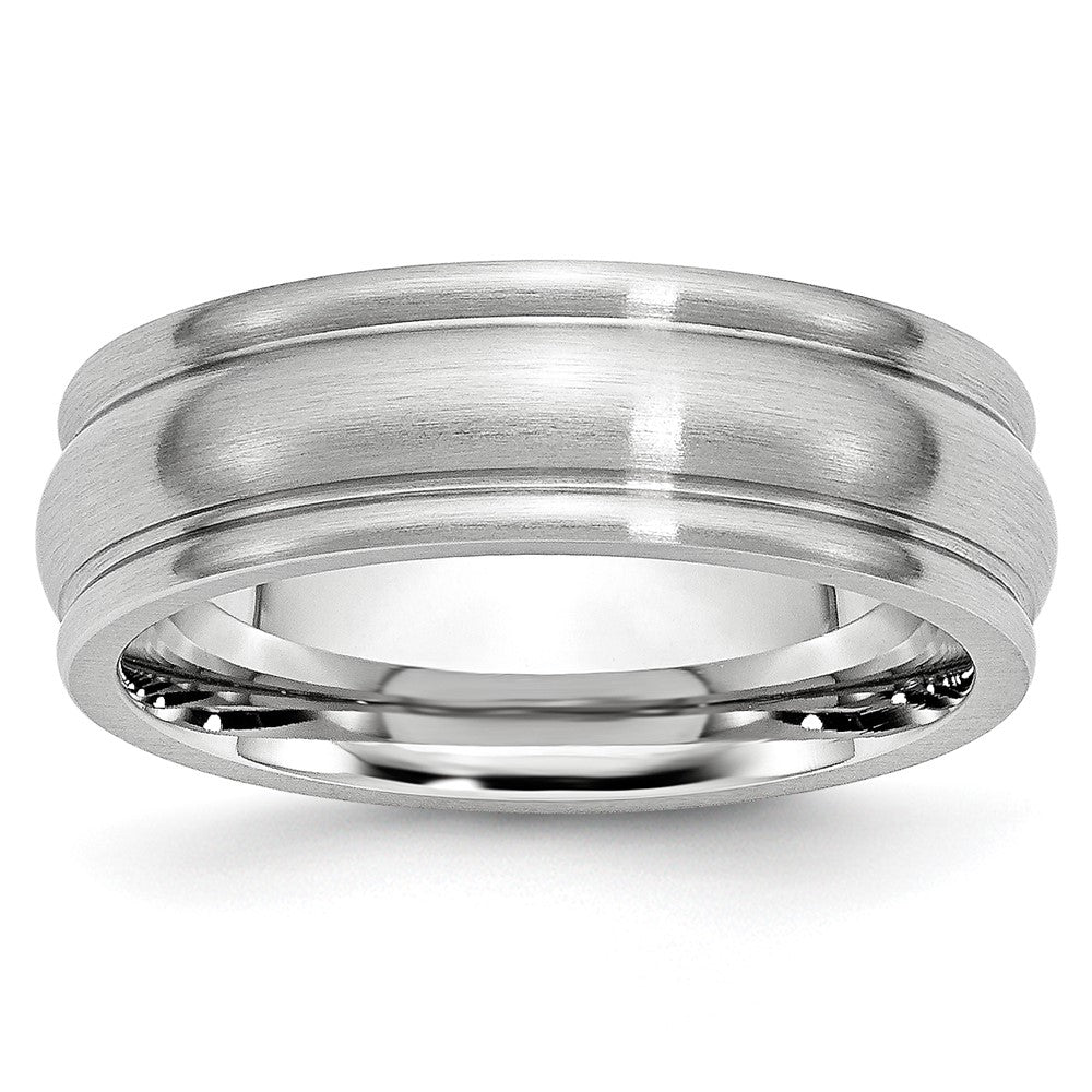Brushed Satin 7mm Rounded Edge Wedding Band in Cobalt, Size 9–11 - Sophia Jewelers Main image