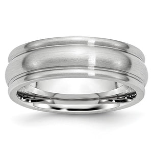 Brushed Satin 7mm Rounded Edge Wedding Band in Cobalt, Size 9–11 - Sophia Jewelers