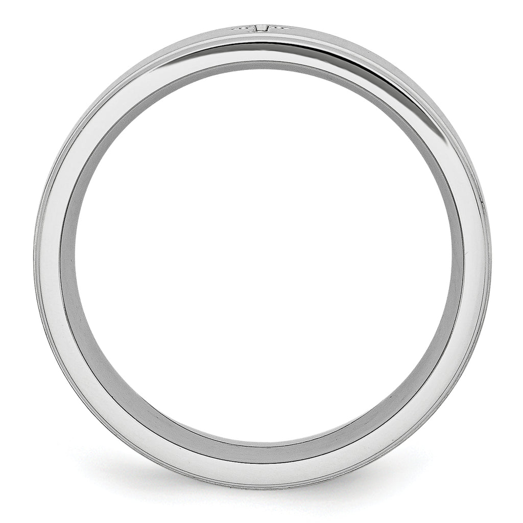 Chisel Cobalt Satin and Polished Ridged Edge 8mm Band