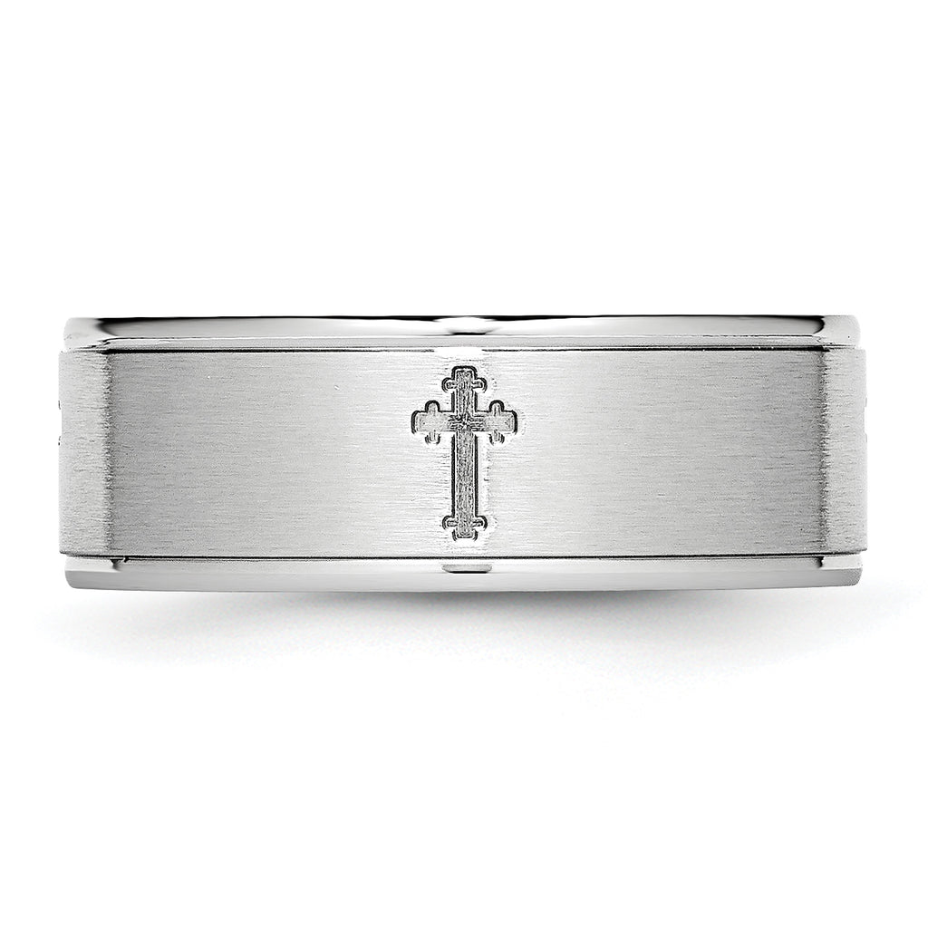 Chisel Cobalt Satin and Polished Ridged Edge 8mm Band