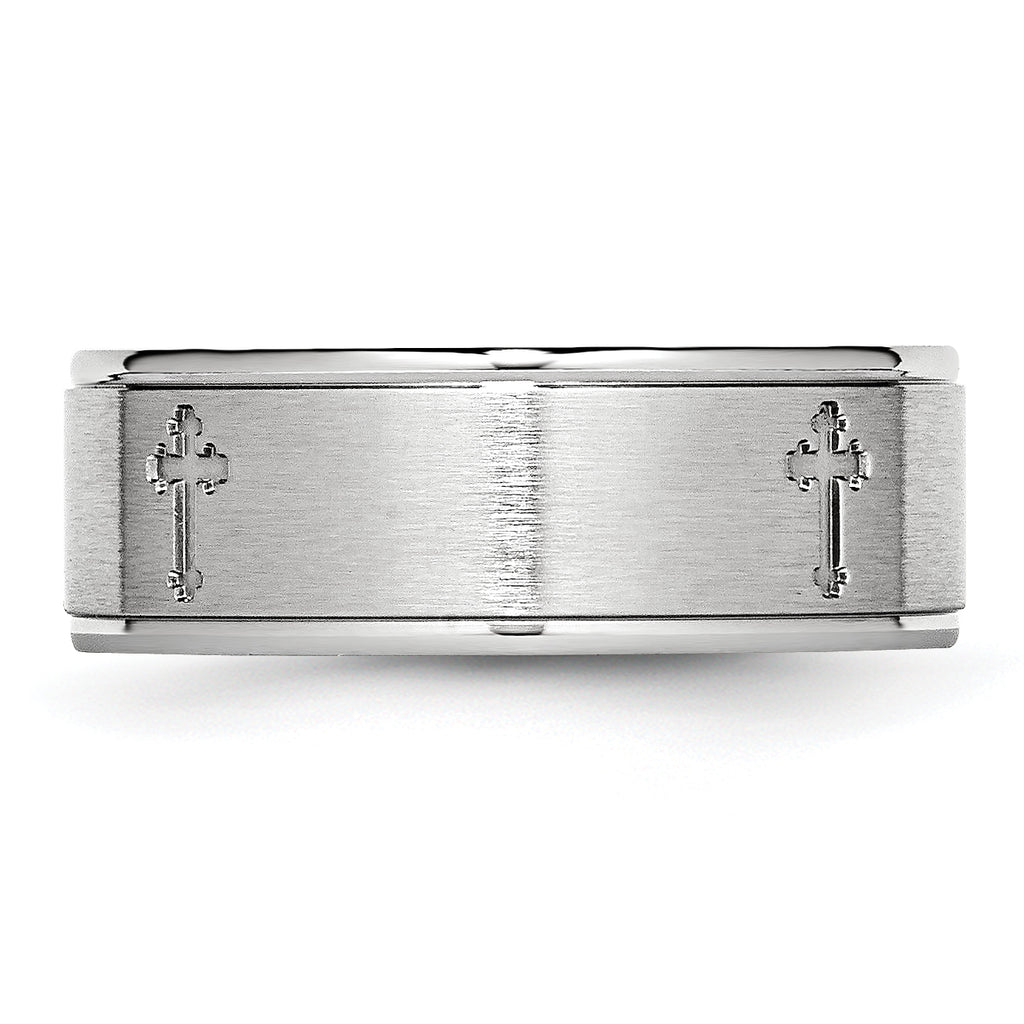 Chisel Cobalt Satin and Polished Ridged Edge 8mm Band
