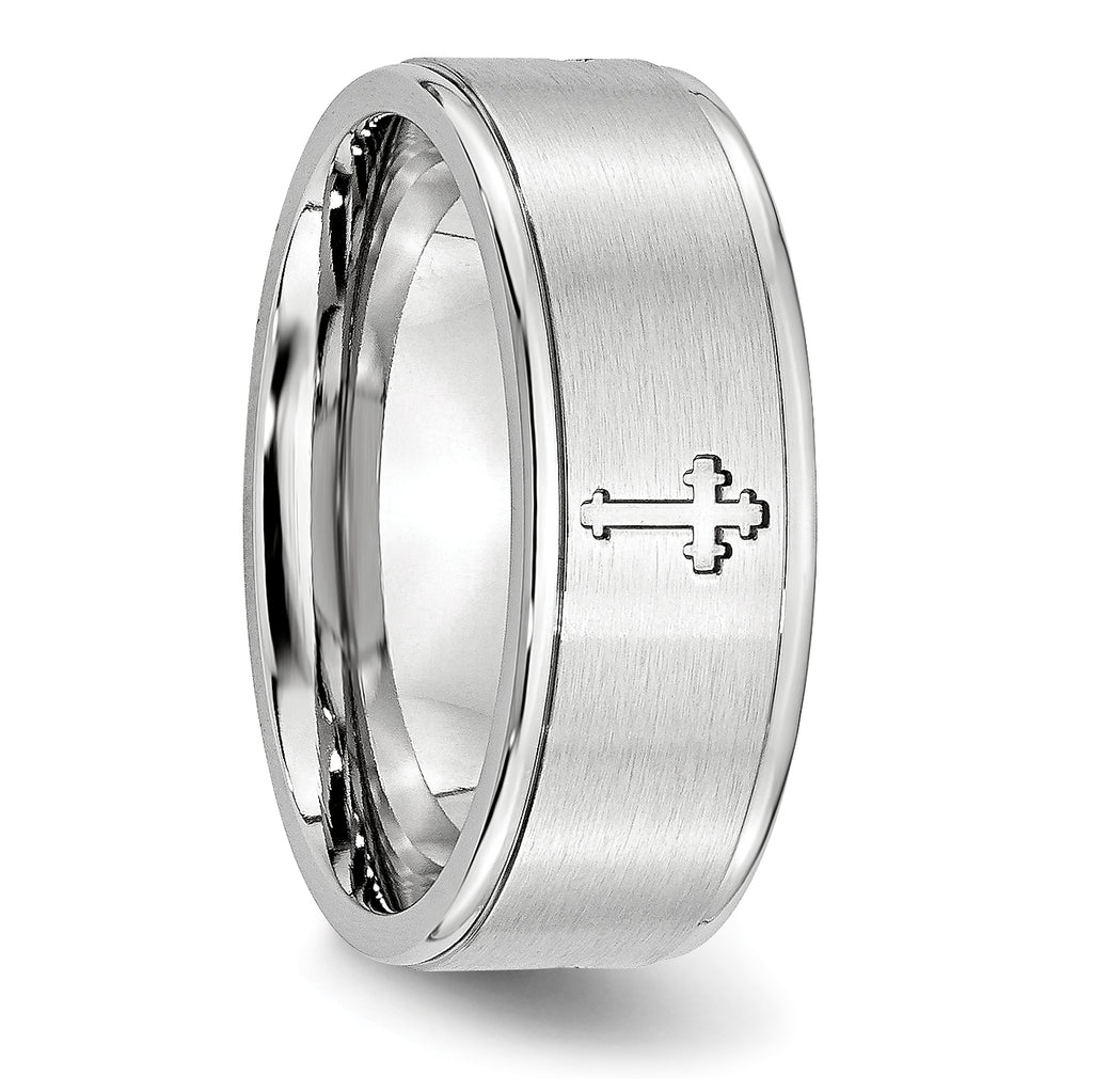 Chisel Cobalt Satin and Polished Ridged Edge 8mm Band