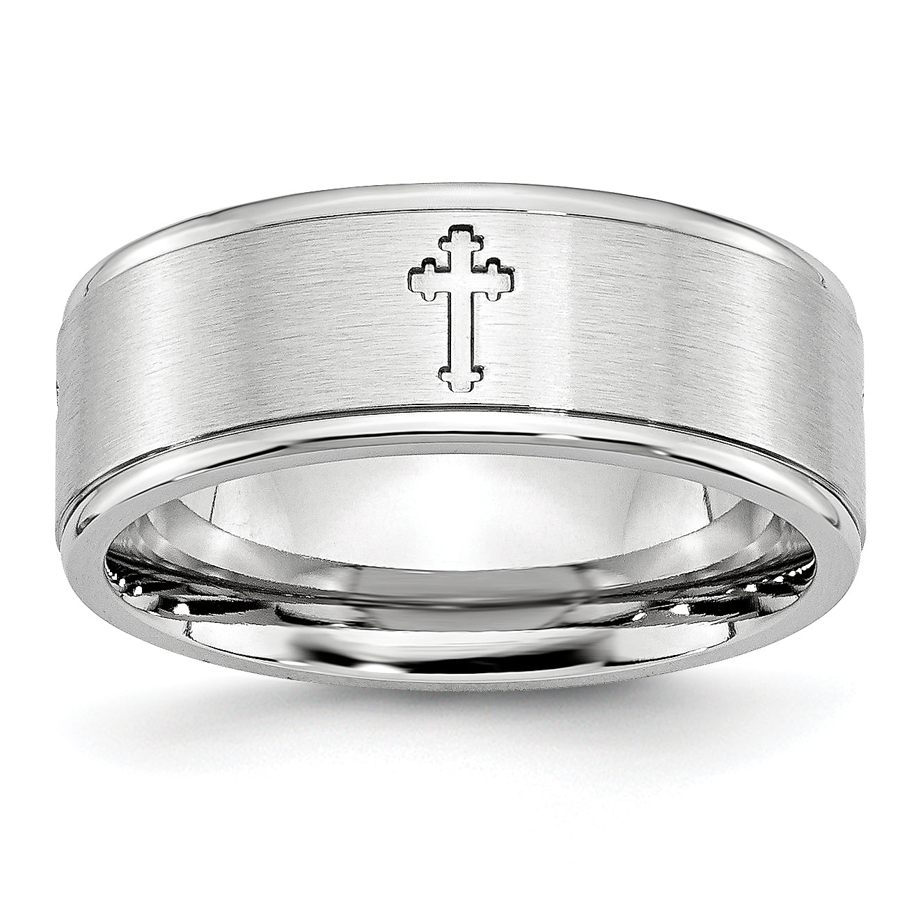 Chisel Cobalt Satin and Polished Ridged Edge 8mm Band Main image