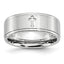 Brushed and Polished Ridged Sterling Silver Inlay Cobalt Wedding Band 8mm