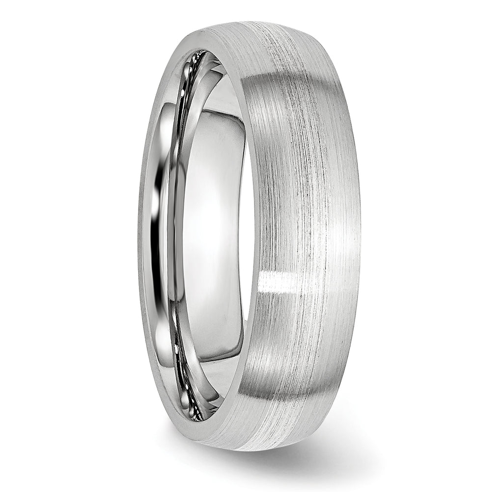 Brushed Sterling Silver Inlay Cobalt Wedding Band 6mm