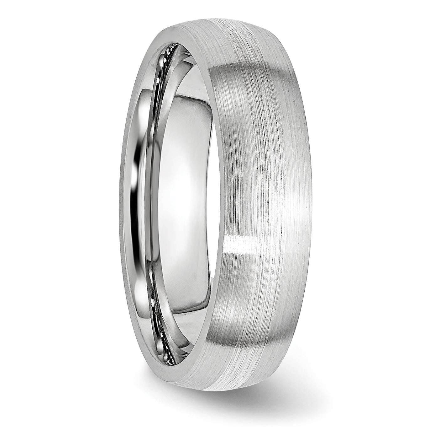 Brushed Sterling Silver Inlay Cobalt Wedding Band 6mm