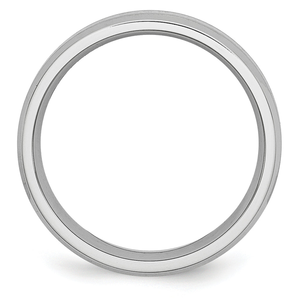 Chisel Cobalt Sterling Silver Inlay Satin and Polished 6mm Beveled Edge Band