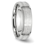 Chisel Cobalt Sterling Silver Inlay Satin and Polished 6mm Beveled Edge Band