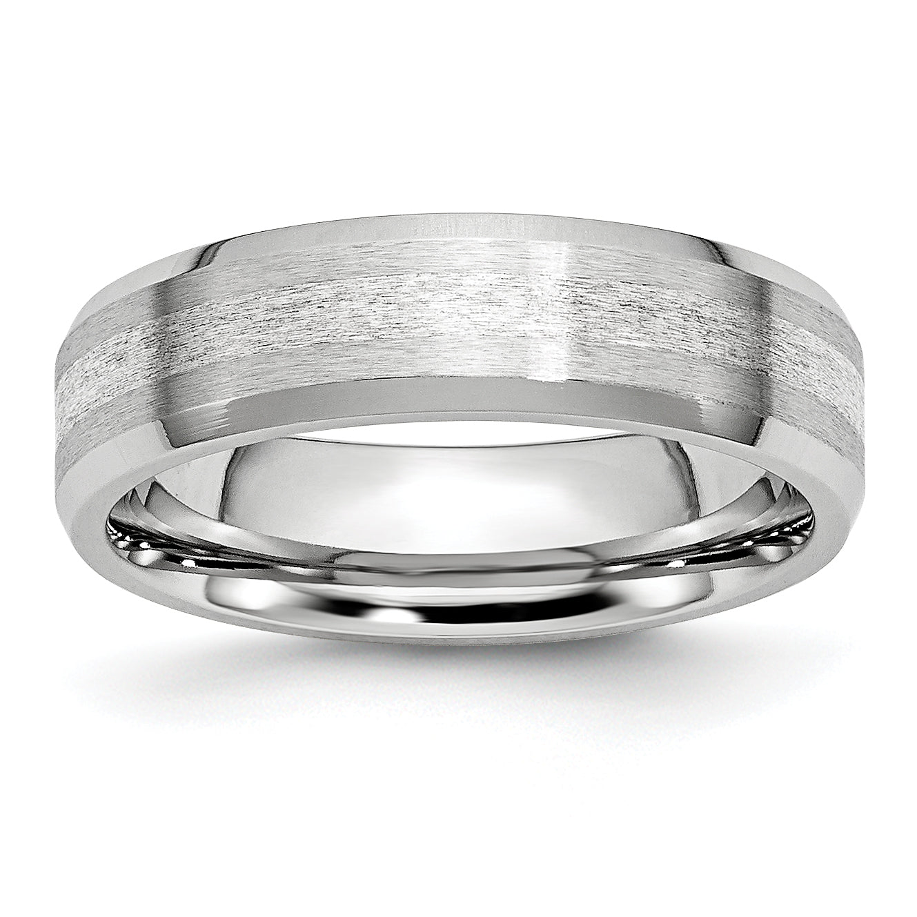 Chisel Cobalt Sterling Silver Inlay Satin and Polished 6mm Beveled Edge Band Main image