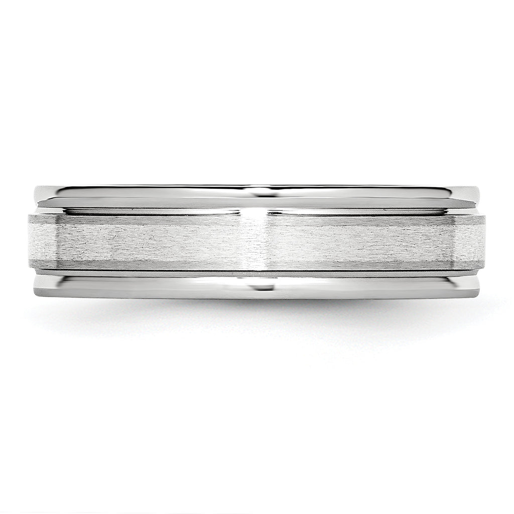 Chisel Cobalt Sterling Silver Inlay Satin and Polished 6mm Band