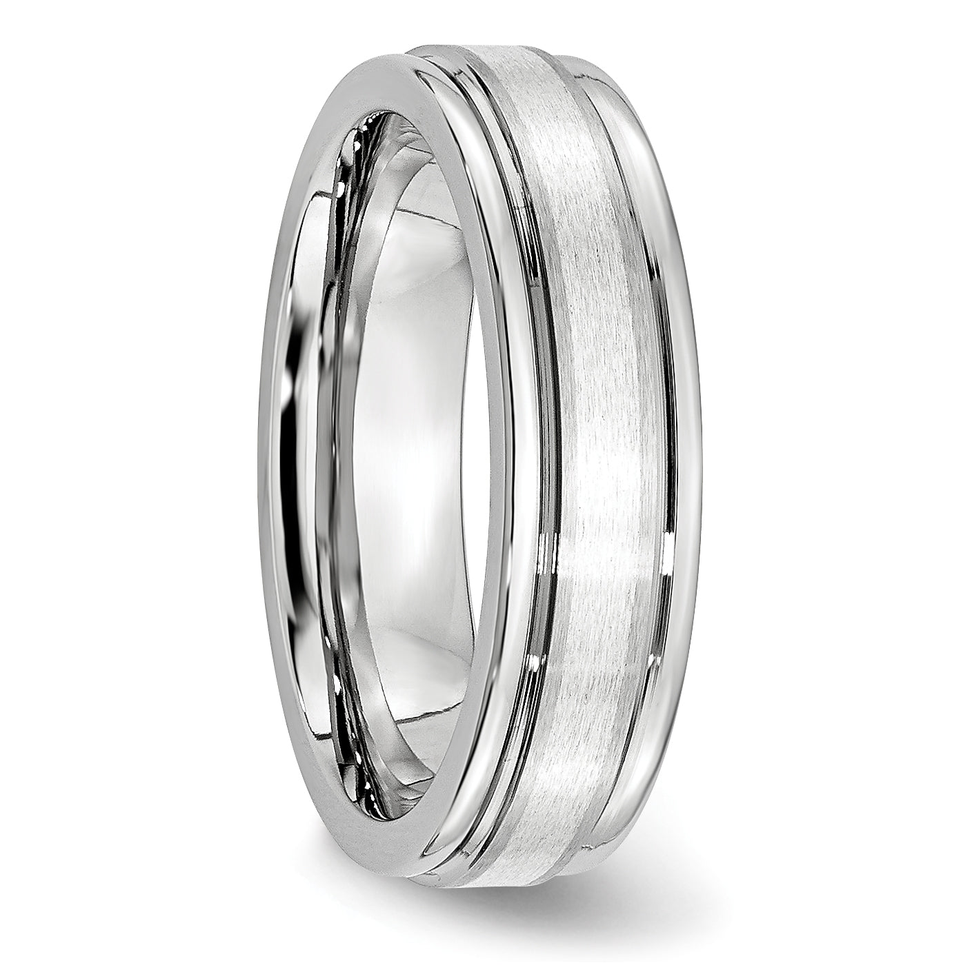 Brushed and Polished Sterling Silver Inlay Cobalt Wedding Band 6mm