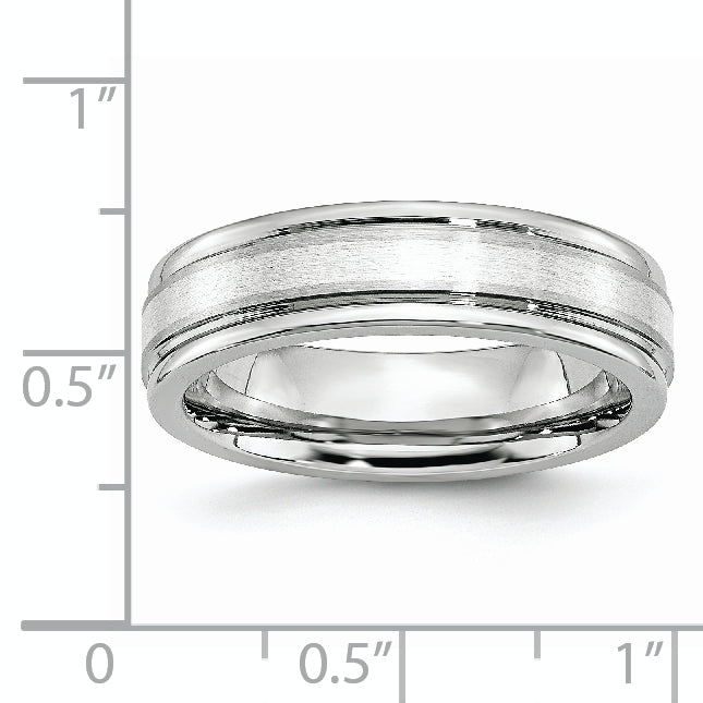 Chisel Cobalt Sterling Silver Inlay Satin and Polished 6mm Band