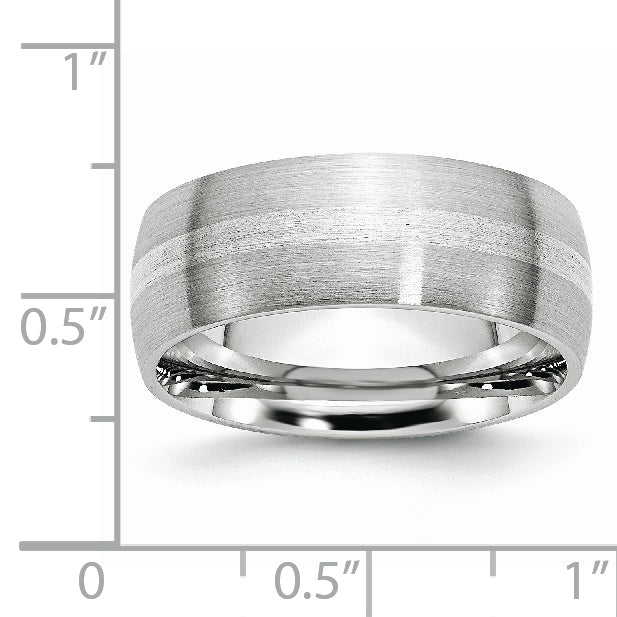 Chisel Cobalt Sterling Silver Inlay Satin 8mm Band