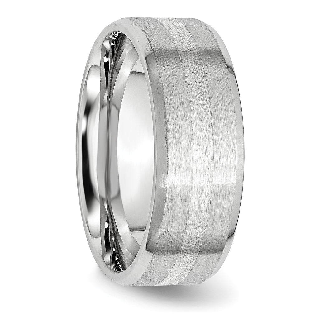 Chisel Cobalt Sterling Silver Inlay Satin and Polished Beveled Edge 8mm Band