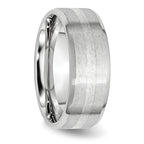 Chisel Cobalt Sterling Silver Inlay Satin and Polished Beveled Edge 8mm Band