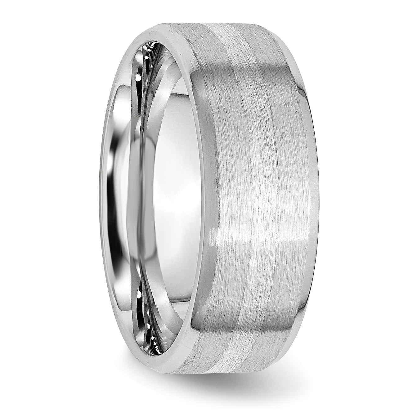 Chisel Cobalt Sterling Silver Inlay Satin and Polished Beveled Edge 8mm Band