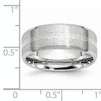 Brushed and Polished Beveled Edge Sterling Silver Inlay Cobalt Wedding Band 8mm
