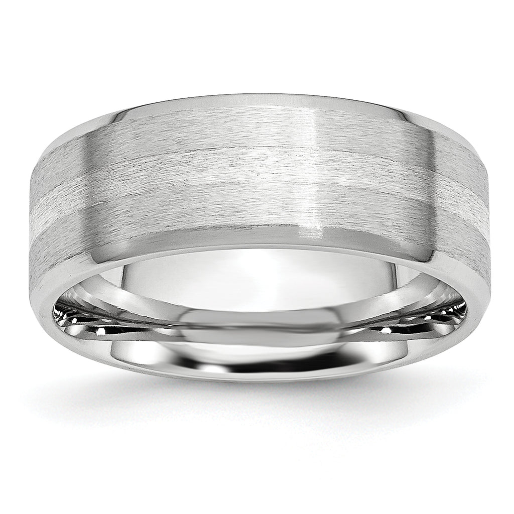 Chisel Cobalt Sterling Silver Inlay Satin and Polished Beveled Edge 8mm Band
