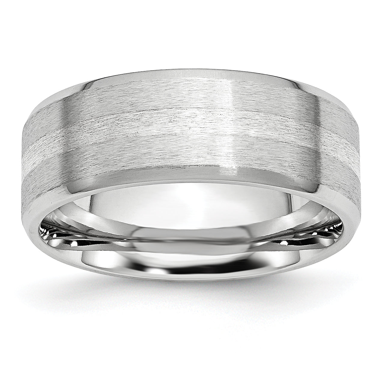 Chisel Cobalt Sterling Silver Inlay Satin and Polished Beveled Edge 8mm Band