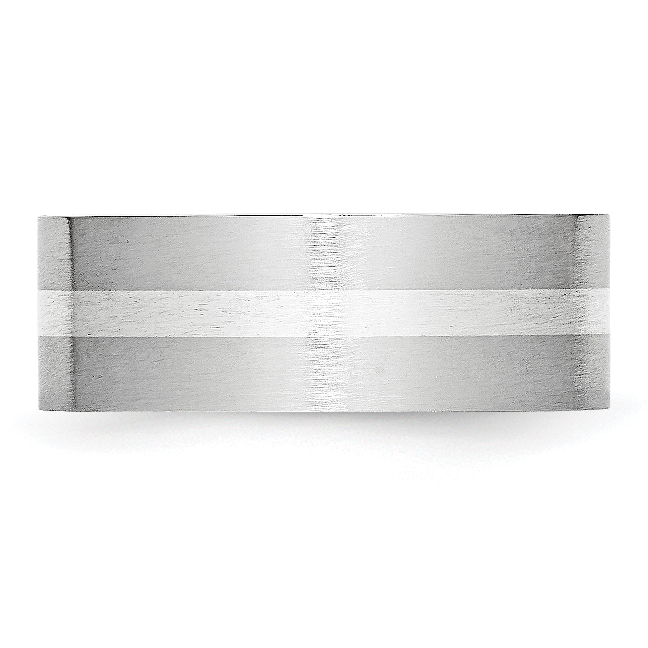 Brushed Sterling Silver Inlay Cobalt Wedding Band 8mm sizes 7 through 13 in full and half