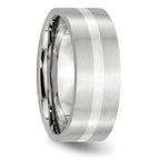 Brushed Sterling Silver Inlay Cobalt Wedding Band 8mm sizes 7 through 13 in full and half