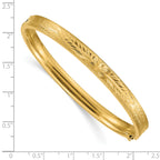 14k 4/16 Oversize Diamond-cut Concave 6.00mm Hinged Oval Bangle Bracelet