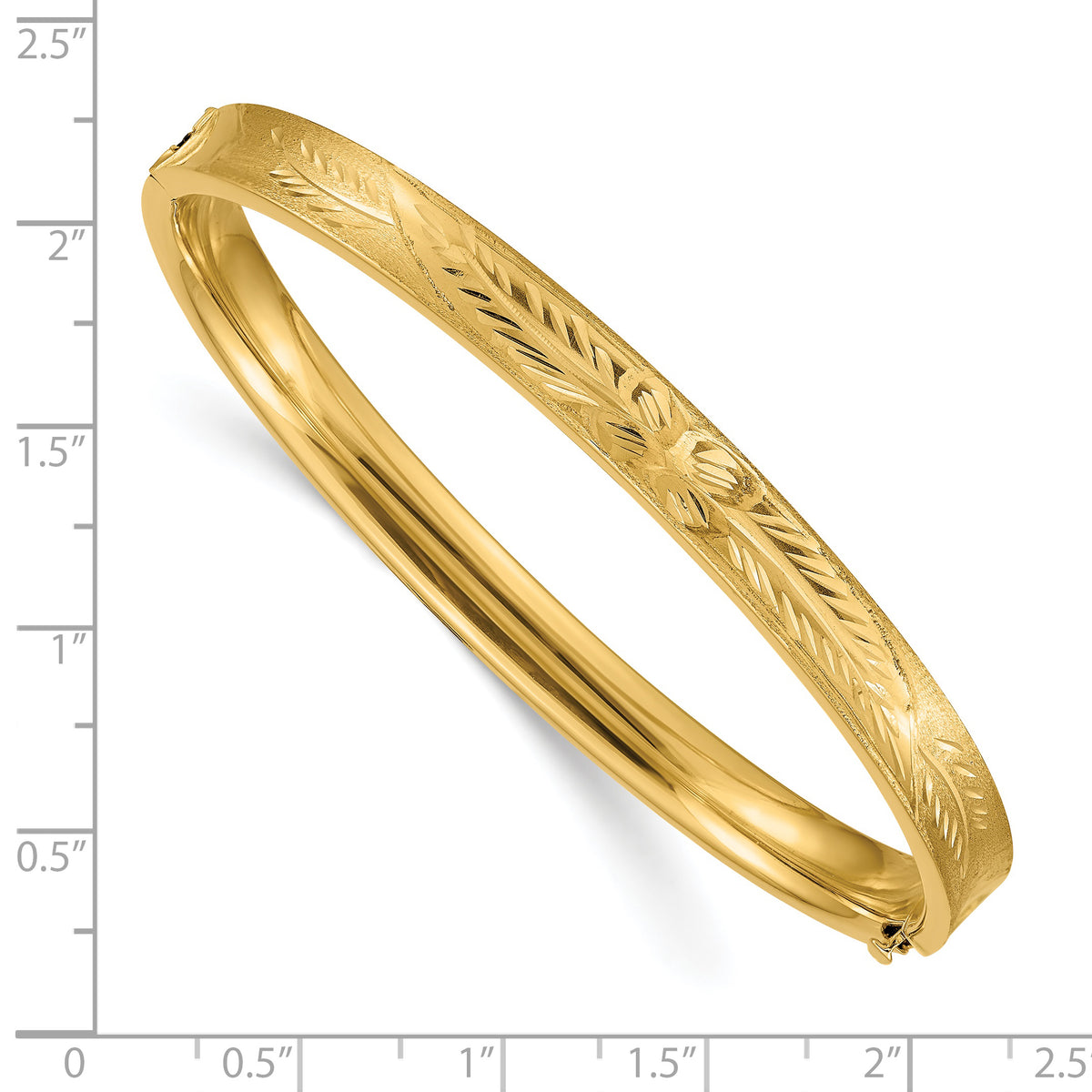 14k 4/16 Oversize Diamond-cut Concave 6.00mm Hinged Oval Bangle Bracelet