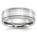 Brushed and Polished Sterling Silver Inlay Cobalt Wedding Band 8mm