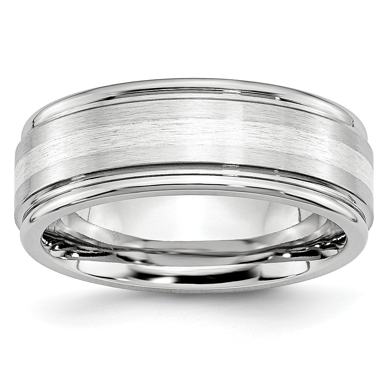 Brushed and Polished Sterling Silver Inlay Cobalt Wedding Band 8mm