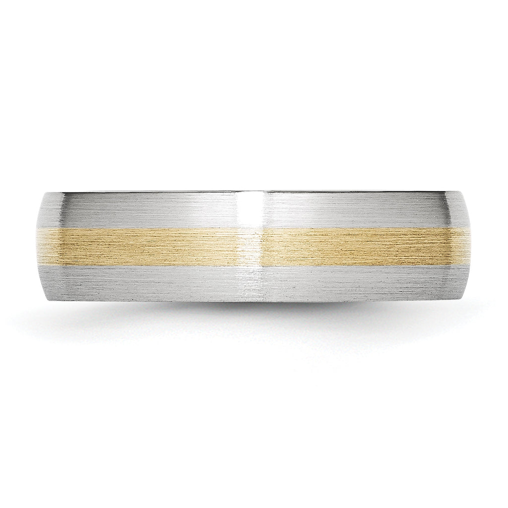 Brushed Cobalt 14K Gold Accent Wedding Band 6mm
