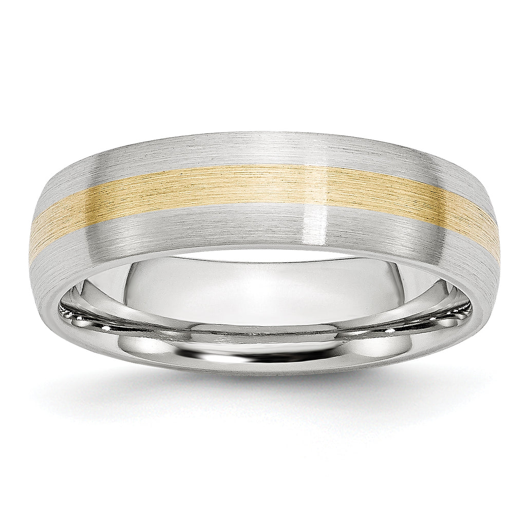Chisel Cobalt 14k Gold Inlay Satin 6mm Band - Sophia Jewelers
