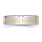 Brushed and Polished Cobalt 14K Gold Accent Wedding Band 6mm