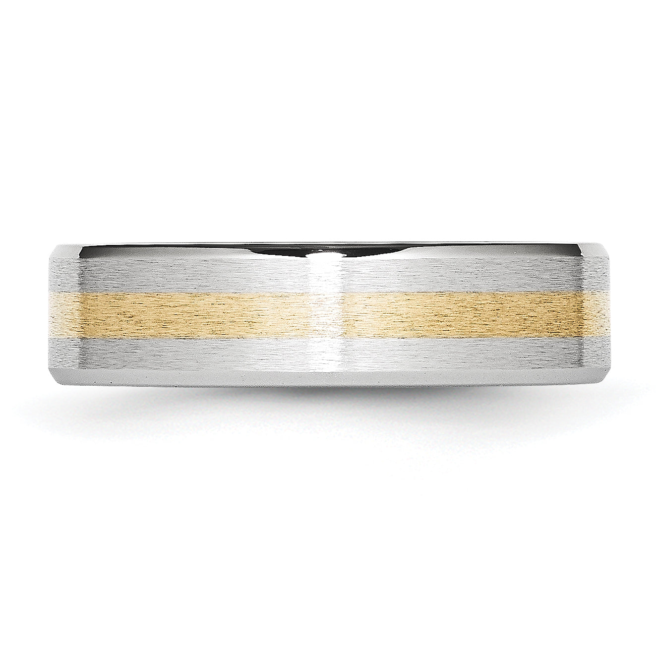 Brushed and Polished Cobalt 14K Gold Accent Wedding Band 6mm