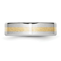 Chisel Cobalt 14k Gold Inlay Satin and Polished 6mm Band