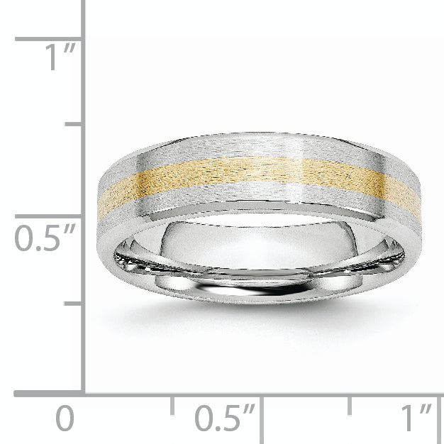 Chisel Cobalt 14k Gold Inlay Satin and Polished 6mm Band