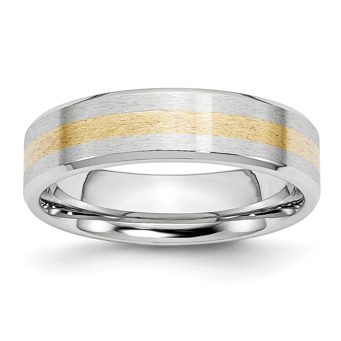 Chisel Cobalt 14k Gold Inlay Satin and Polished 6mm Band Main image