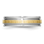 Brushed and Polished Cobalt 14K Gold Accent Wedding Band 6mm sizes 7 through 13 in full and half