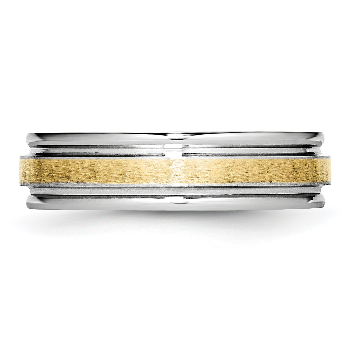 Brushed and Polished Cobalt 14K Gold Accent Wedding Band 6mm sizes 7 through 13 in full and half