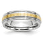 Brushed and Polished Cobalt 14K Gold Accent Wedding Band 6mm sizes 7 through 13 in full and half