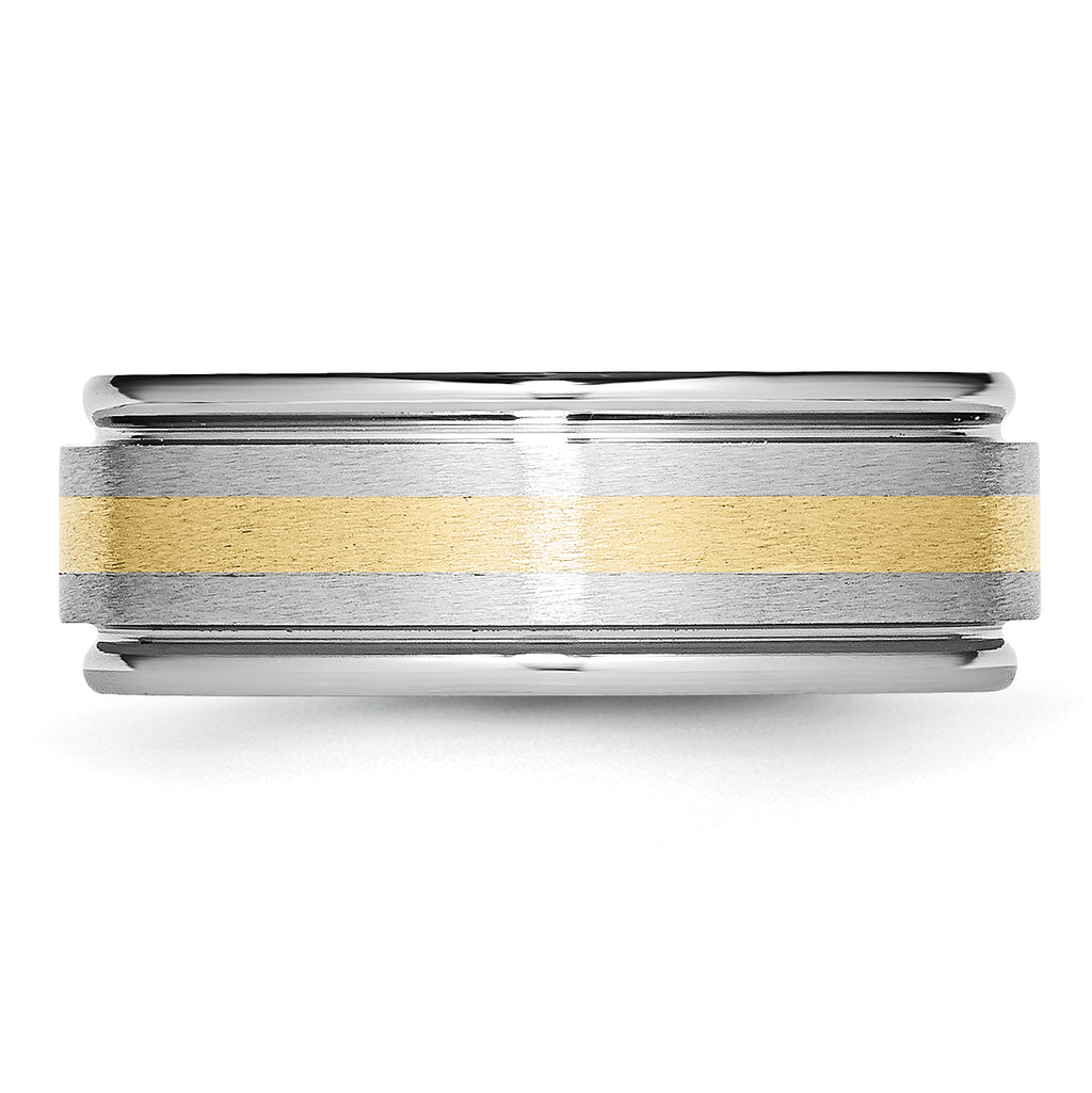Chisel Cobalt 14k Gold Inlay Satin and Polished 8mm Band - Sophia Jewelers