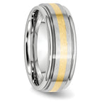 Chisel Cobalt 14k Gold Inlay Satin and Polished 8mm Band - Sophia Jewelers