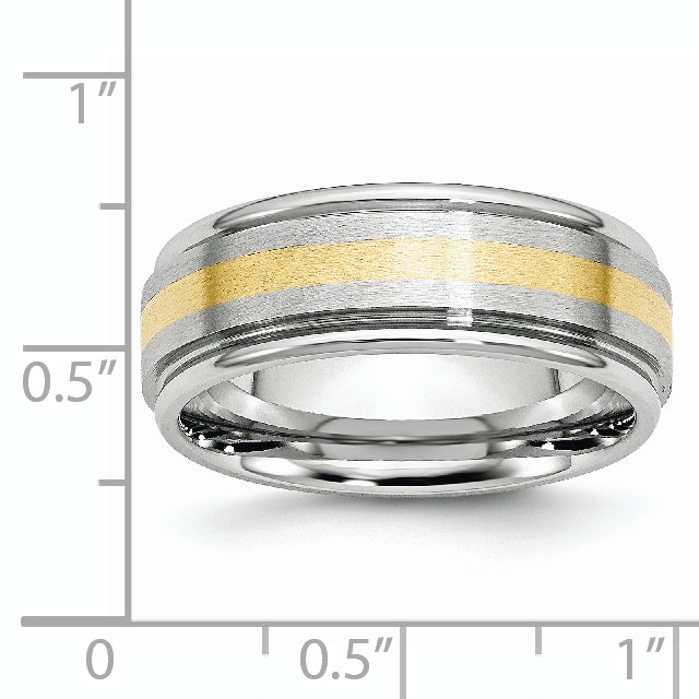 Chisel Cobalt 14k Gold Inlay Satin and Polished 8mm Band - Sophia Jewelers