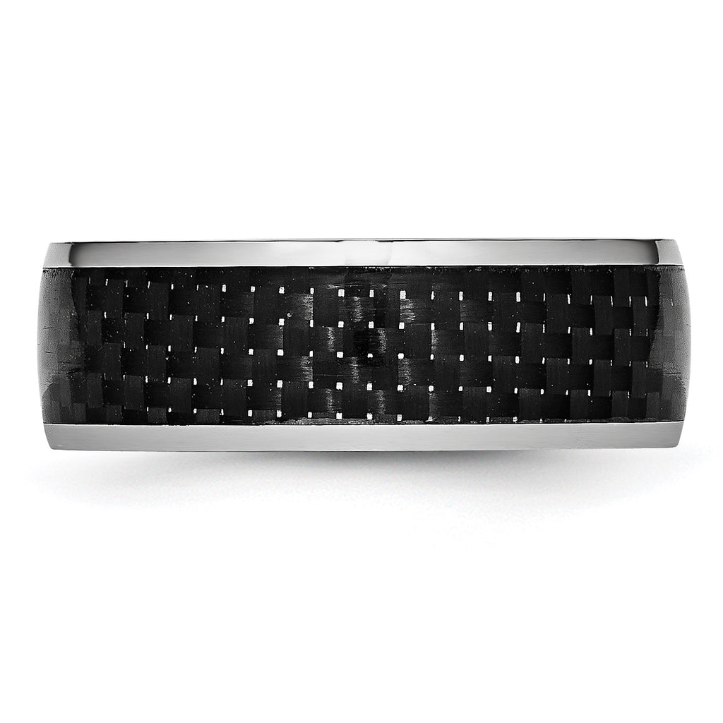 Polished Carbon Fiber Cobalt Wedding Band 8mm