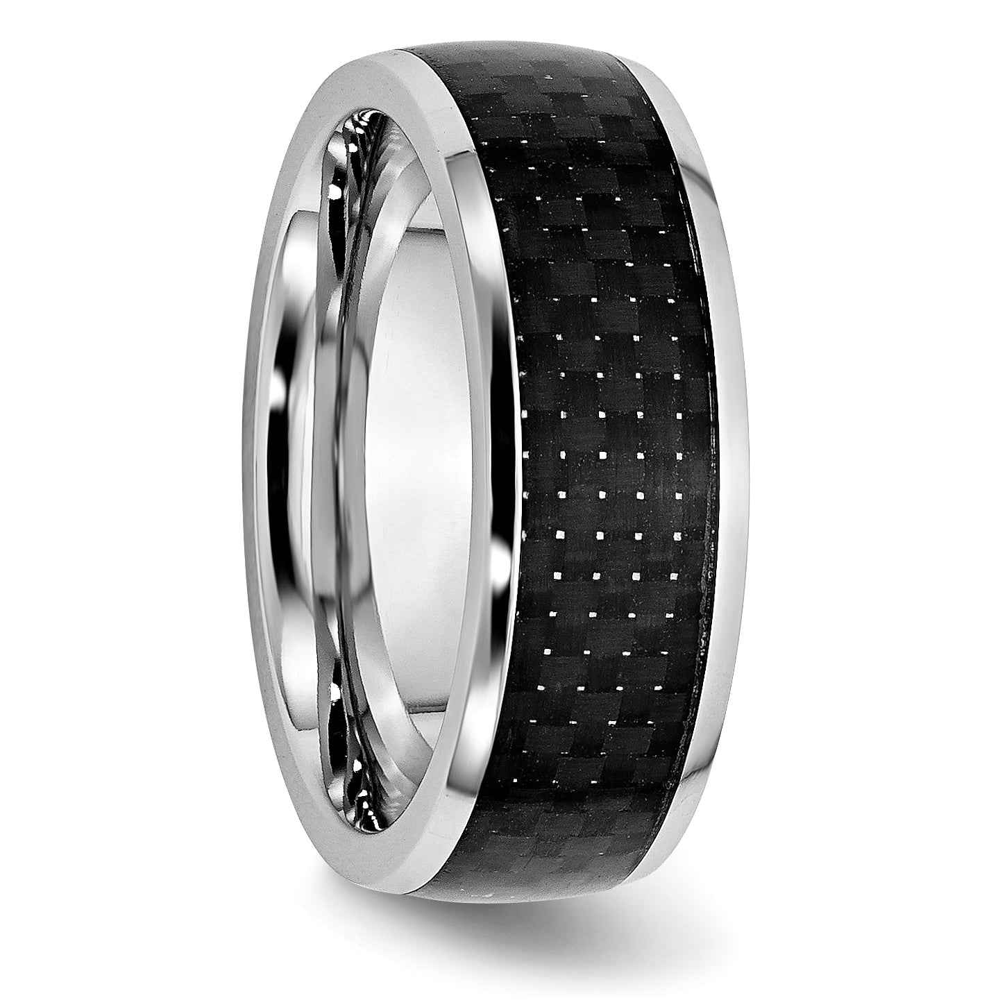 Polished Carbon Fiber Cobalt Wedding Band 8mm