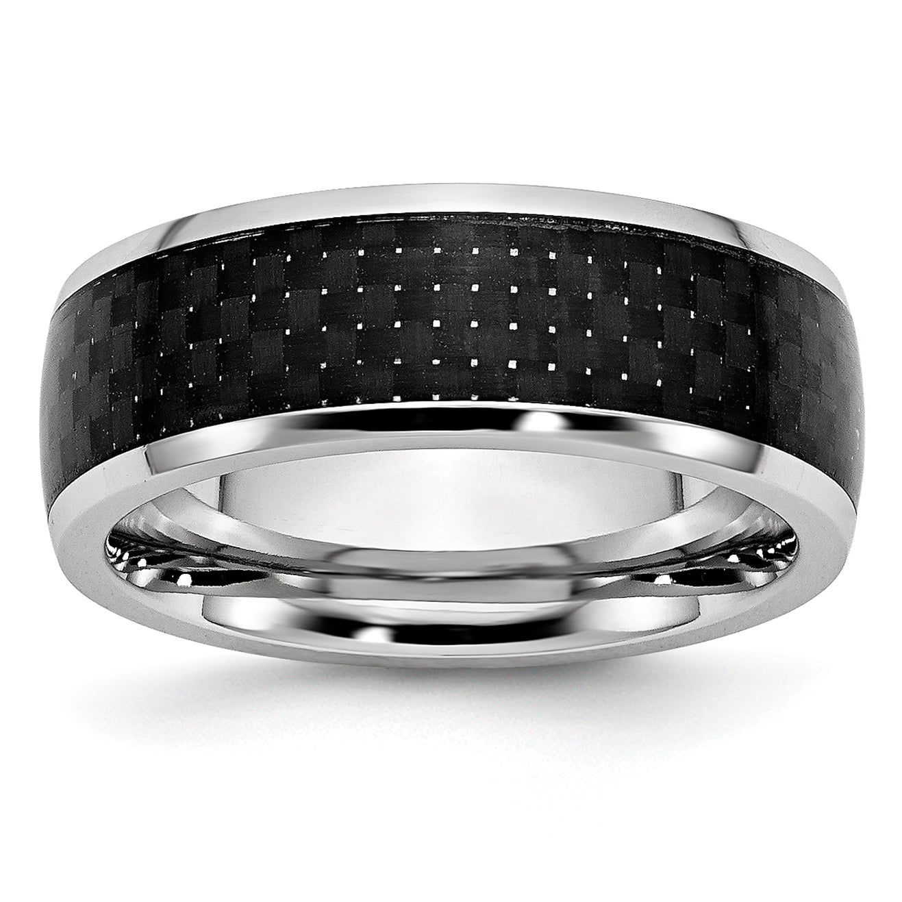 Polished Carbon Fiber Cobalt Wedding Band 8mm Main image