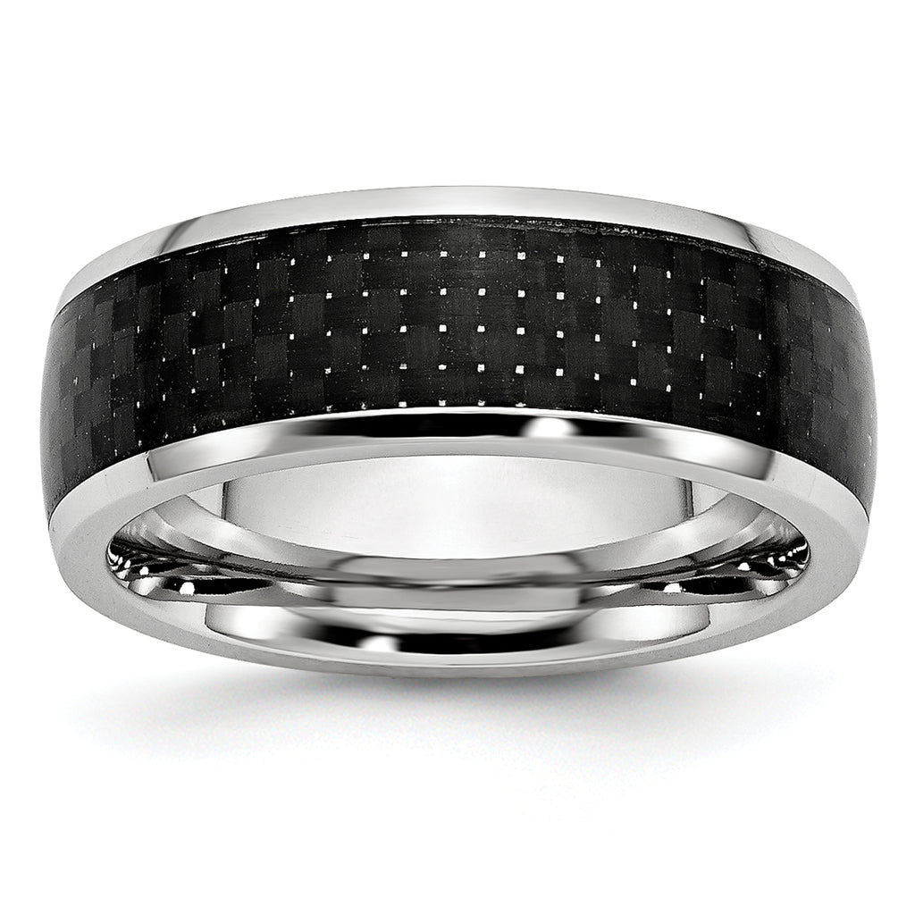 Polished Carbon Fiber Cobalt Wedding Band 8mm